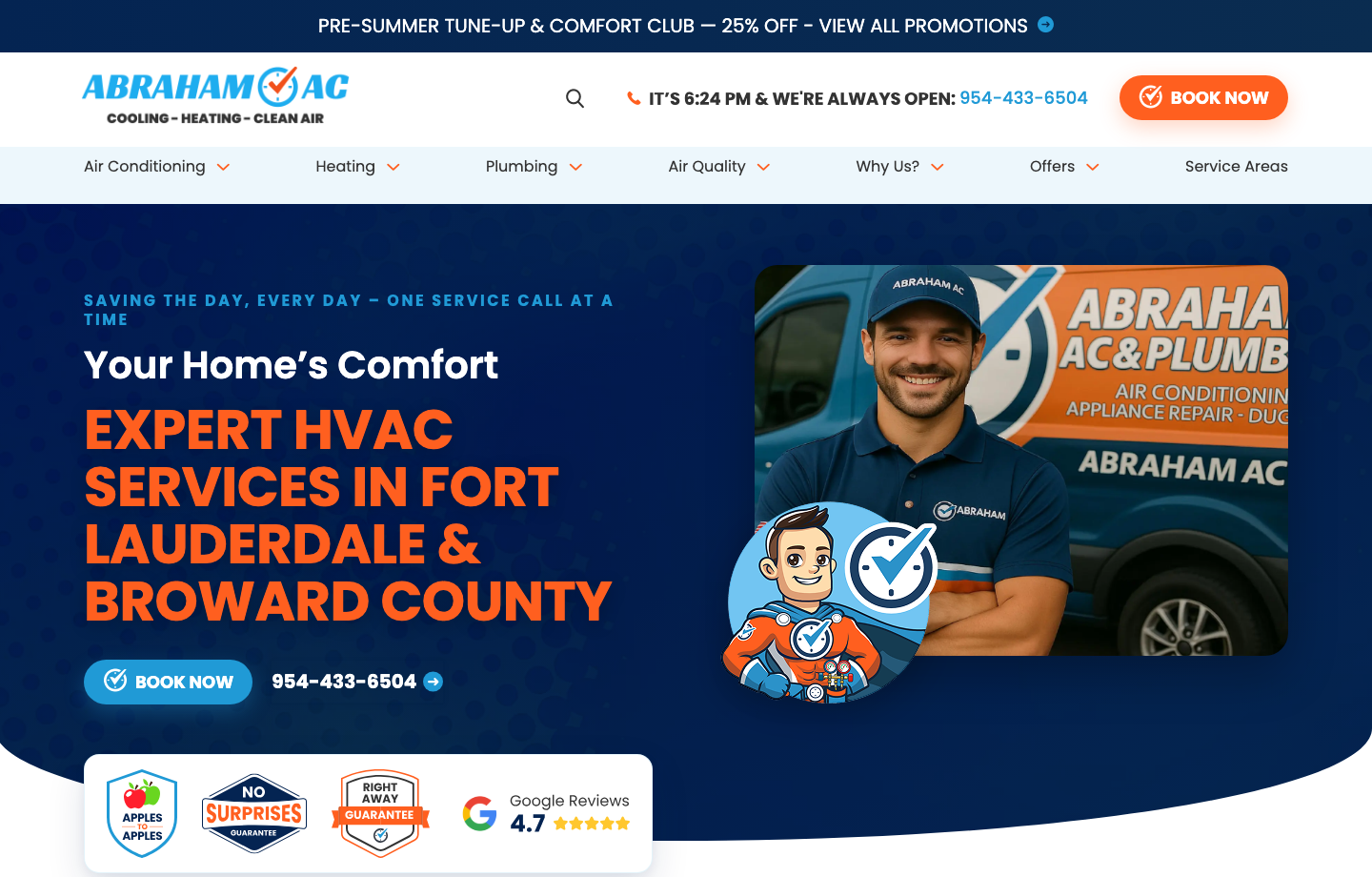 Abraham AC live homepage screenshot