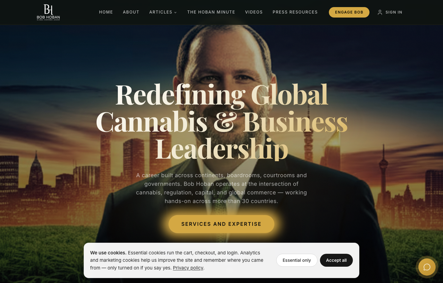 Bob Hoban live homepage screenshot