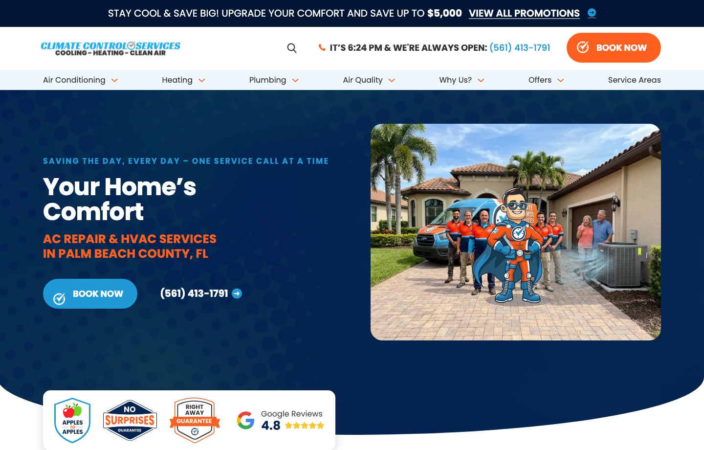 Climate Control Services live homepage screenshot