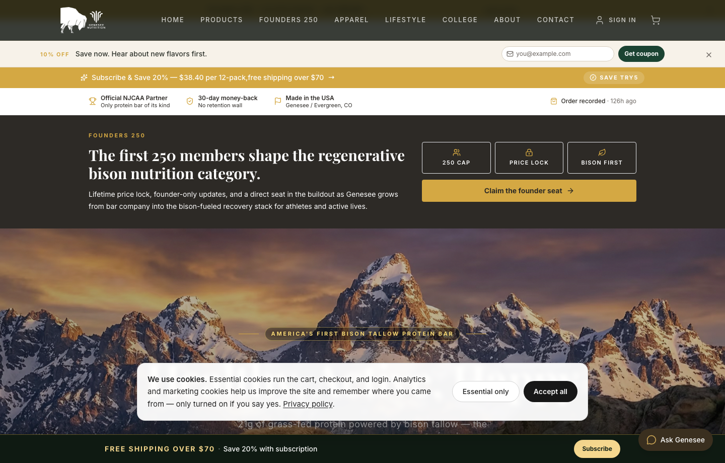 Genesee Nutrition live homepage screenshot