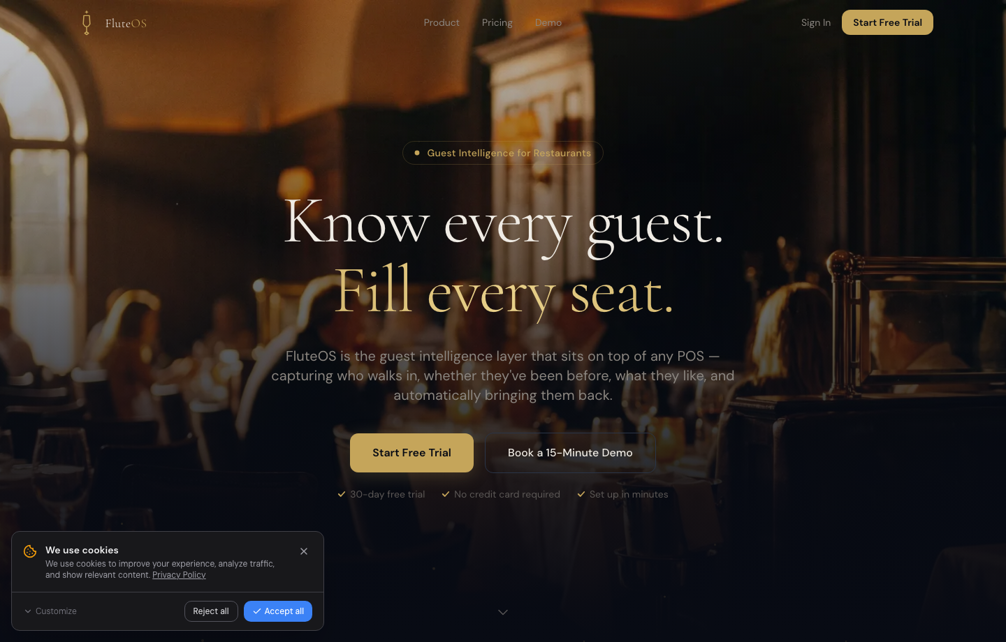 FluteOS live homepage screenshot