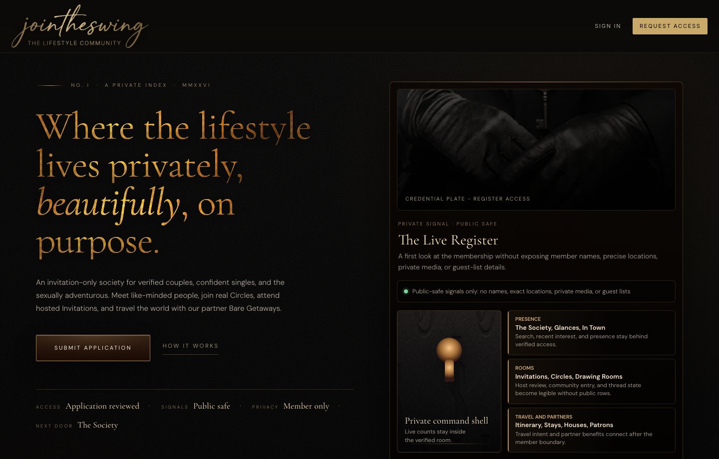 JoinTheSwing live homepage screenshot