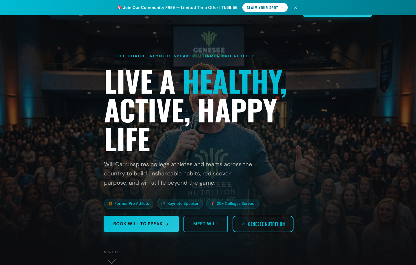 Will Carr Speaks live homepage screenshot